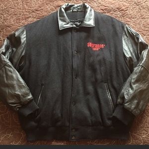 Vintage Authentic Wool&Leather Black Jacket, 2XL